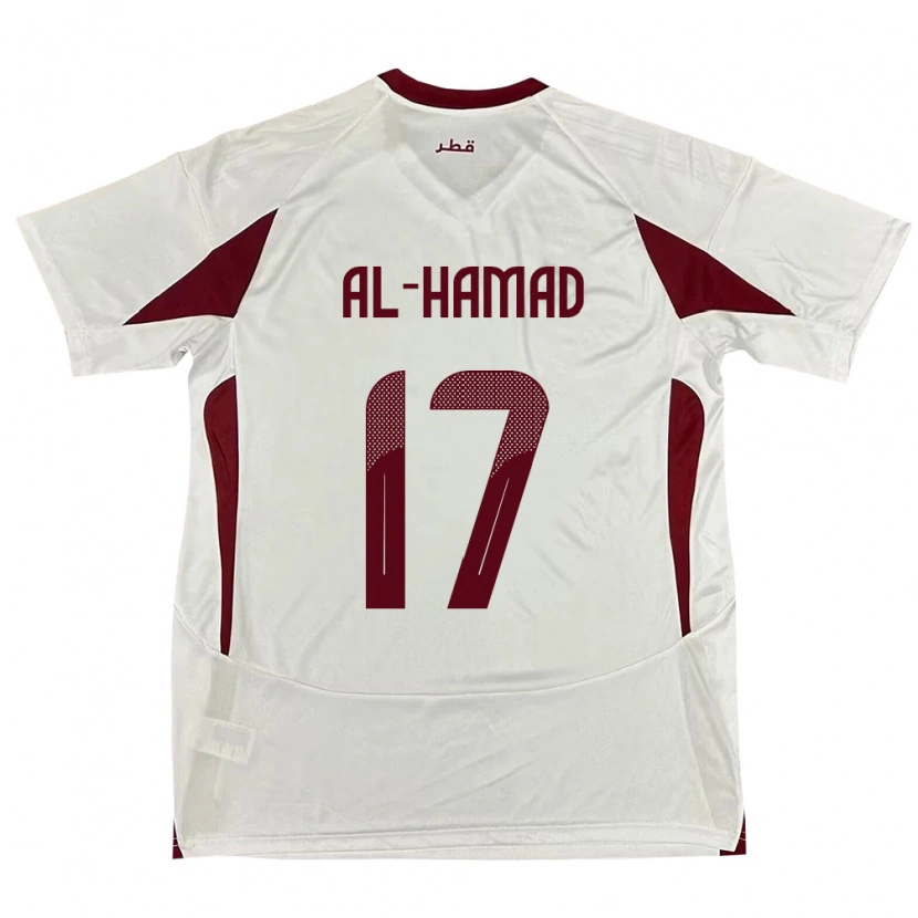 Danxen Homme Maillot Qatar Jassem Al-Hamad #17 Blanc Tenues Extérieur 24-26 T-Shirt