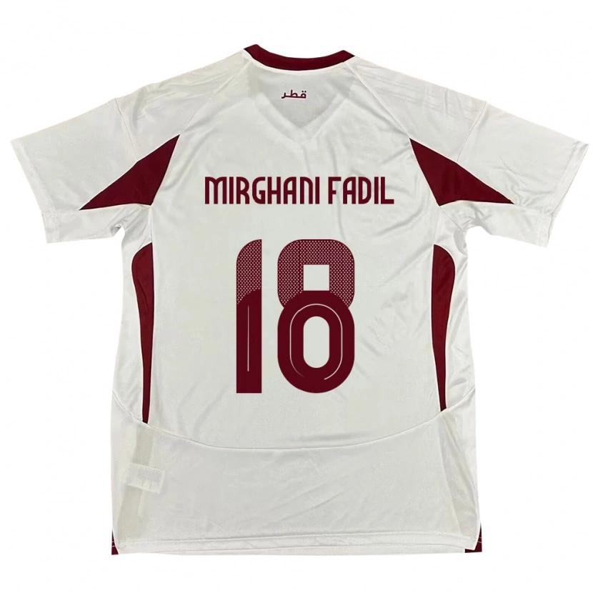 Danxen Homme Maillot Qatar Awab Mirghani Fadil #18 Blanc Tenues Extérieur 24-26 T-Shirt