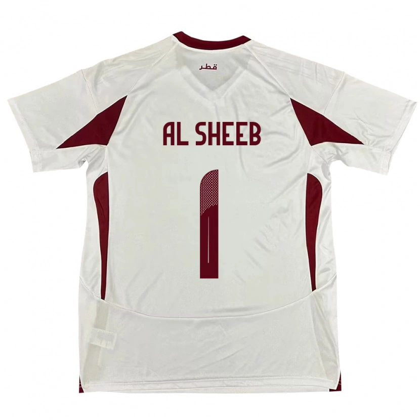 Danxen Homme Maillot Qatar Saad Al Sheeb #1 Blanc Tenues Extérieur 24-26 T-Shirt
