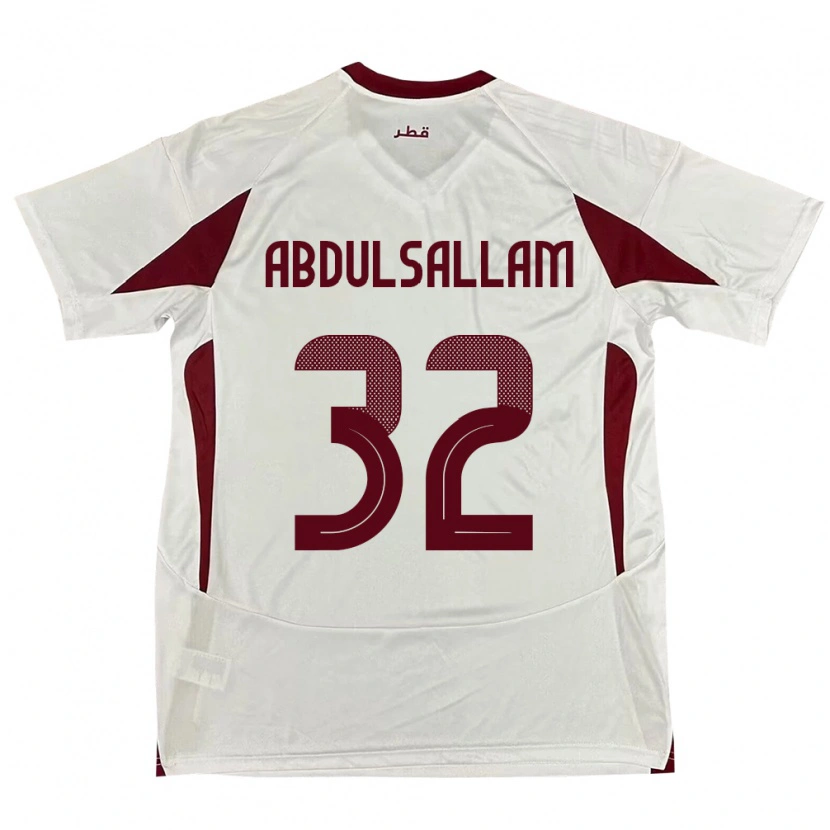 Danxen Homme Maillot Qatar Jassem Gaber Abdulsallam #32 Blanc Tenues Extérieur 24-26 T-Shirt