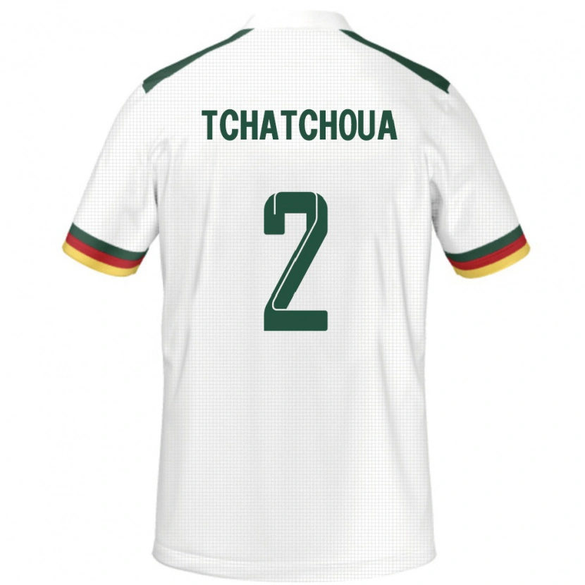 Danxen Homme Maillot Cameroun Jackson Tchatchoua #2 Blanc Tenues Extérieur 24-26 T-Shirt