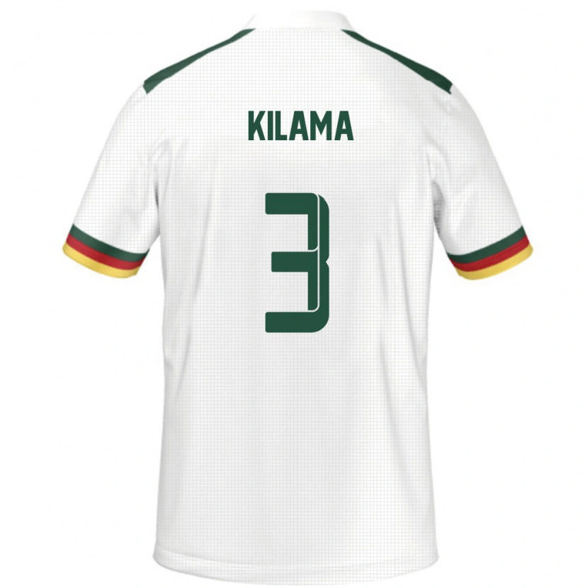 Danxen Homme Maillot Cameroun Guy-Marcelin Kilama #3 Blanc Tenues Extérieur 24-26 T-Shirt