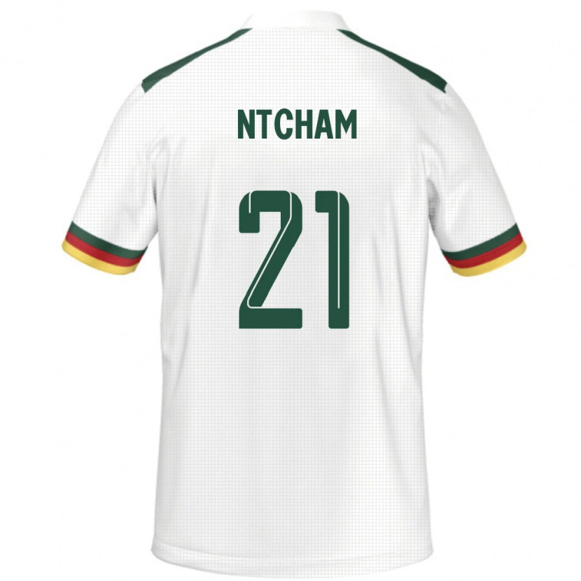 Danxen Homme Maillot Cameroun Olivier Ntcham #21 Blanc Tenues Extérieur 24-26 T-Shirt
