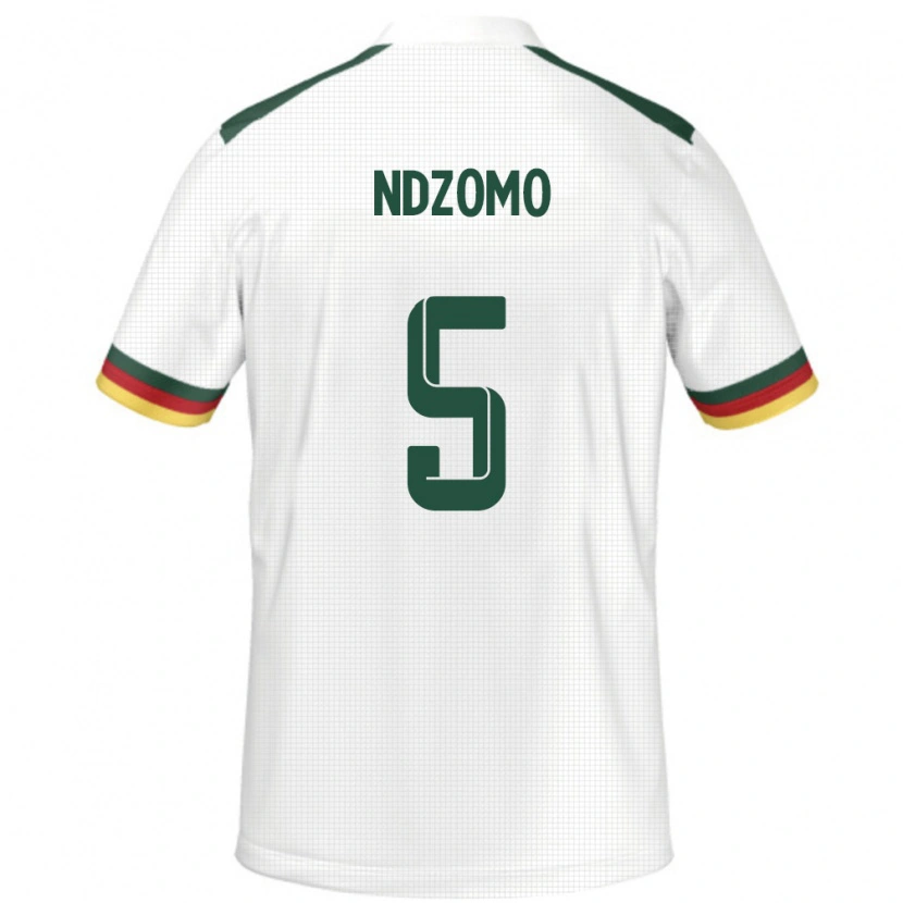 Danxen Homme Maillot Cameroun Barnabe Ndzomo #5 Blanc Tenues Extérieur 24-26 T-Shirt