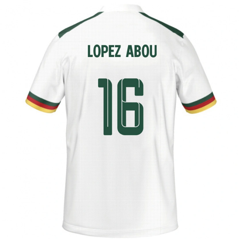 Danxen Homme Maillot Cameroun Junior Lopez Abou #16 Blanc Tenues Extérieur 24-26 T-Shirt