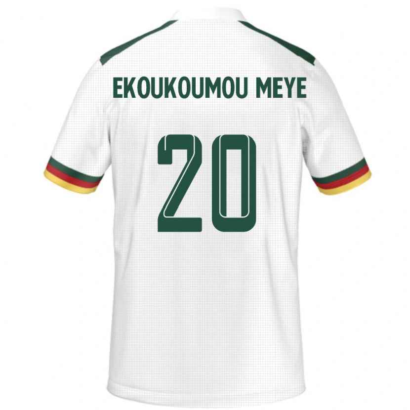 Danxen Homme Maillot Cameroun Ivan Donald Ekoukoumou Meye #20 Blanc Tenues Extérieur 24-26 T-Shirt