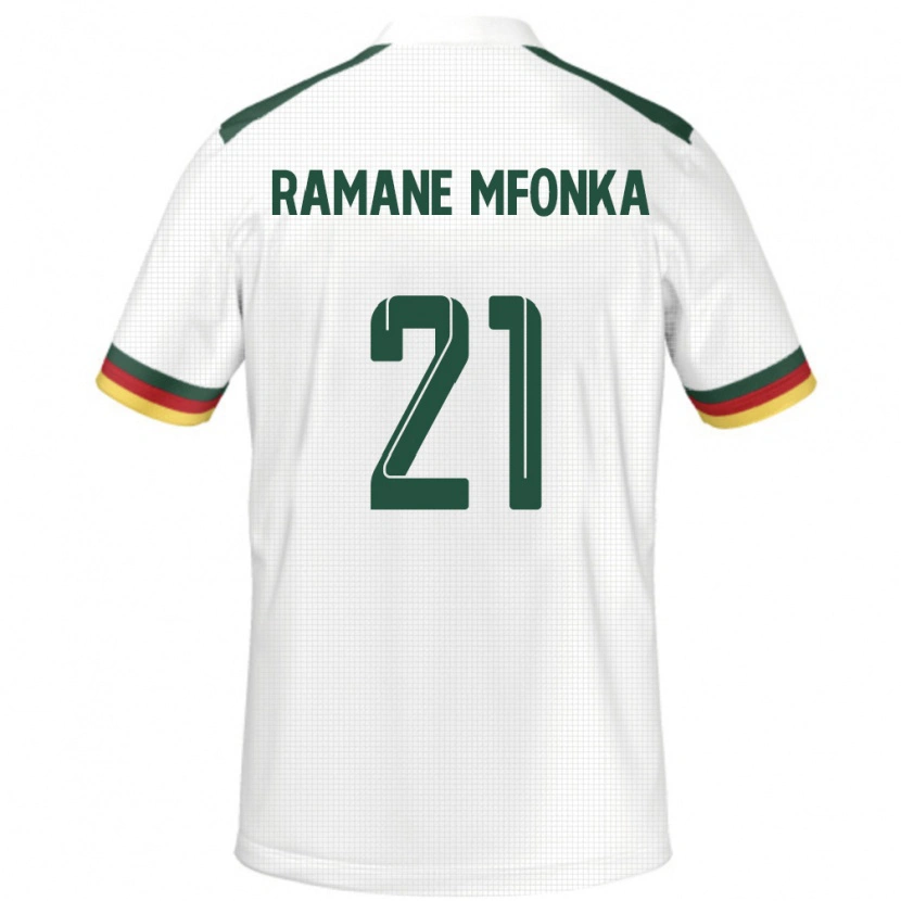 Danxen Homme Maillot Cameroun Abdel Ramane Mfonka #21 Blanc Tenues Extérieur 24-26 T-Shirt