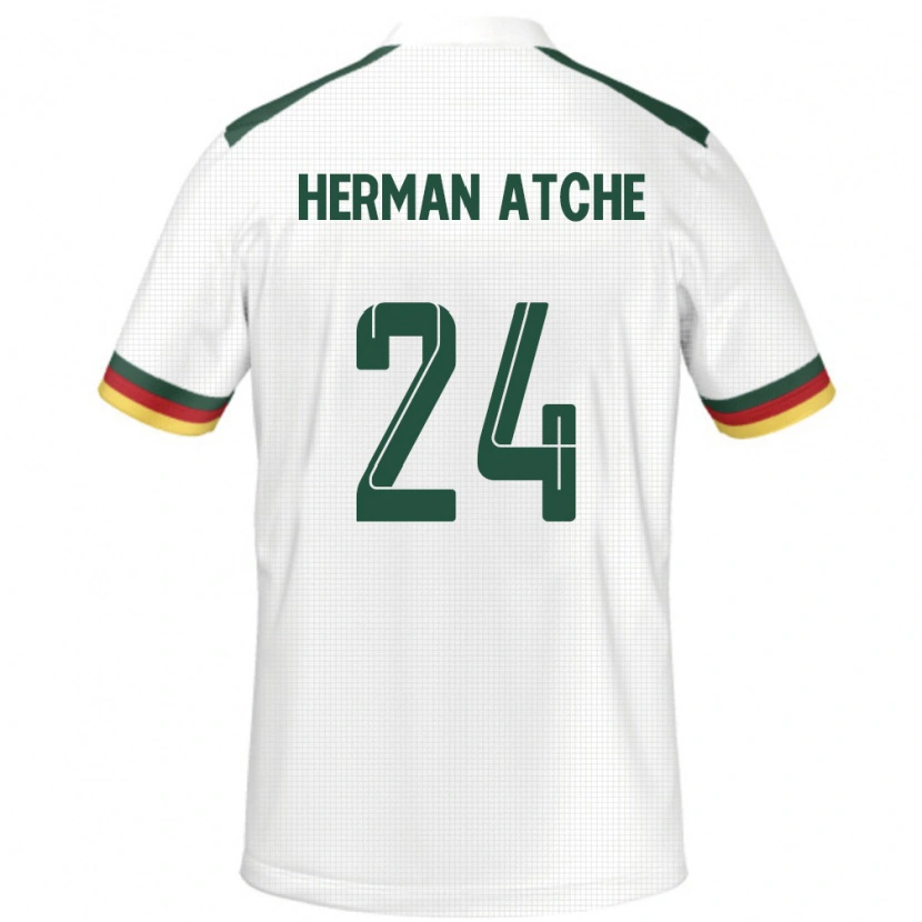 Danxen Homme Maillot Cameroun Miguel Herman Atche #24 Blanc Tenues Extérieur 24-26 T-Shirt