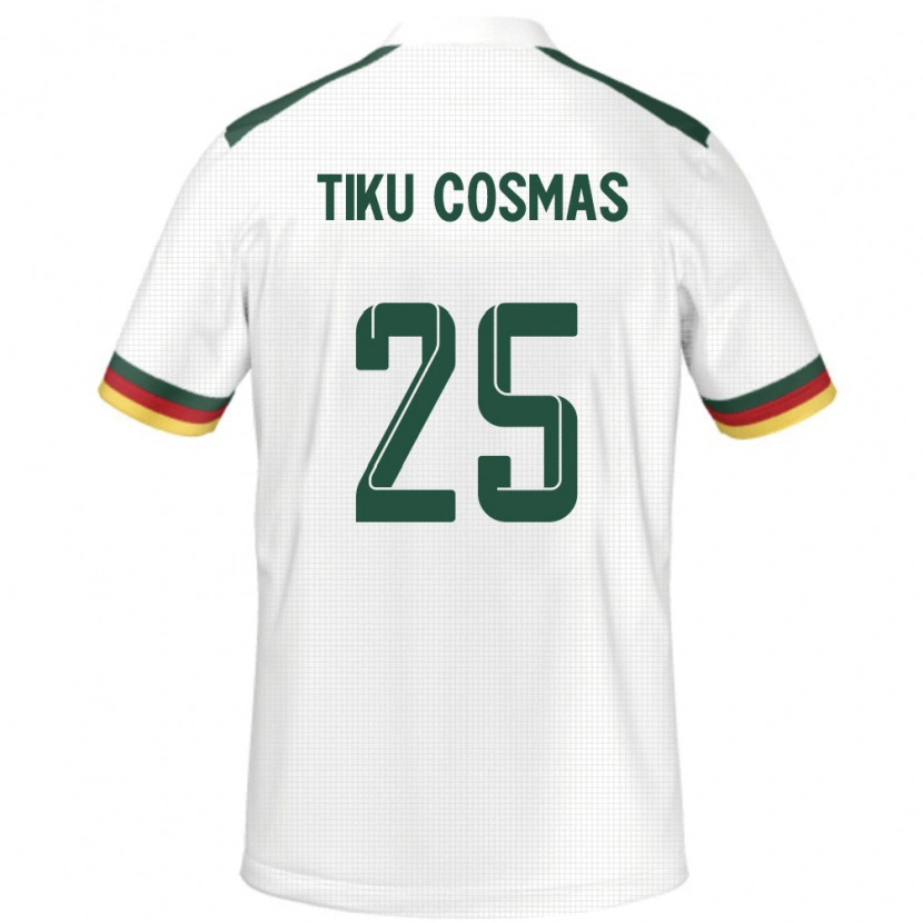 Danxen Homme Maillot Cameroun Ayuck Tiku Cosmas #25 Blanc Tenues Extérieur 24-26 T-Shirt