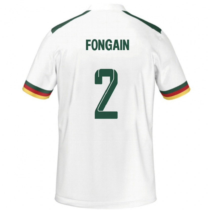 Danxen Homme Maillot Cameroun Meyepya Fongain #2 Blanc Tenues Extérieur 24-26 T-Shirt