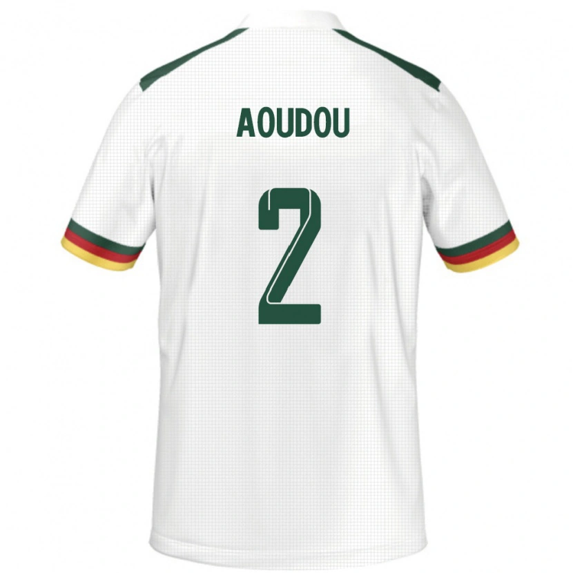 Danxen Homme Maillot Cameroun Moussa Aoudou #2 Blanc Tenues Extérieur 24-26 T-Shirt