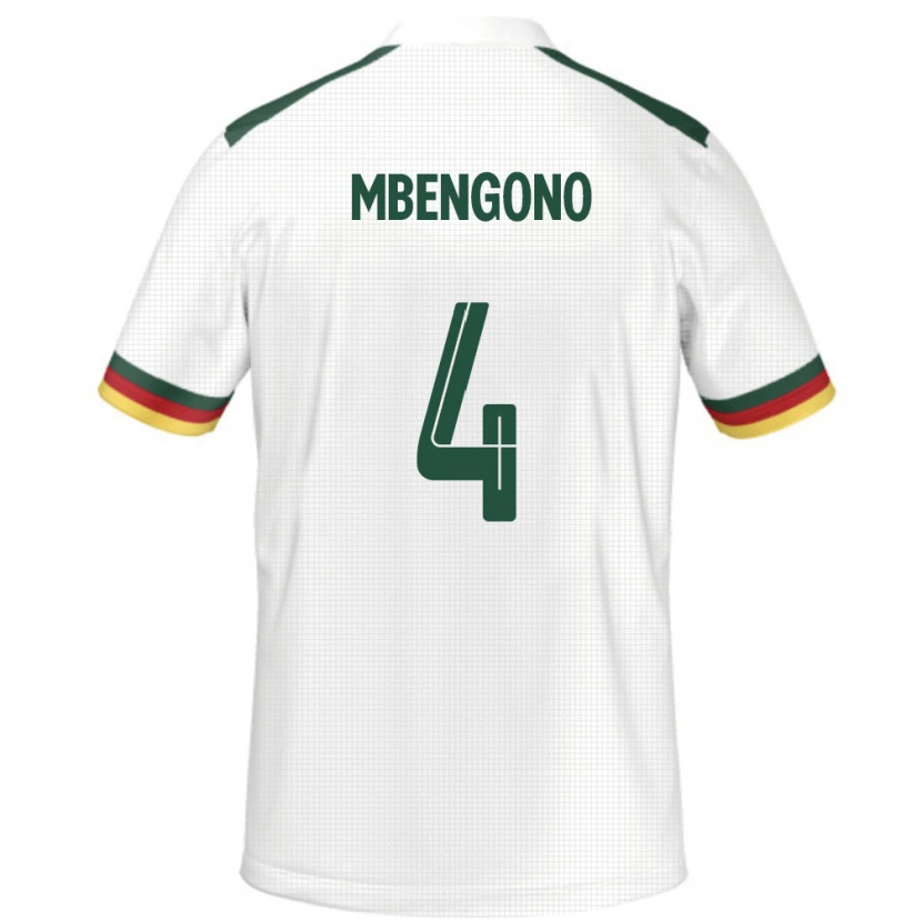 Danxen Homme Maillot Cameroun Catherine Mbengono #4 Blanc Tenues Extérieur 24-26 T-Shirt