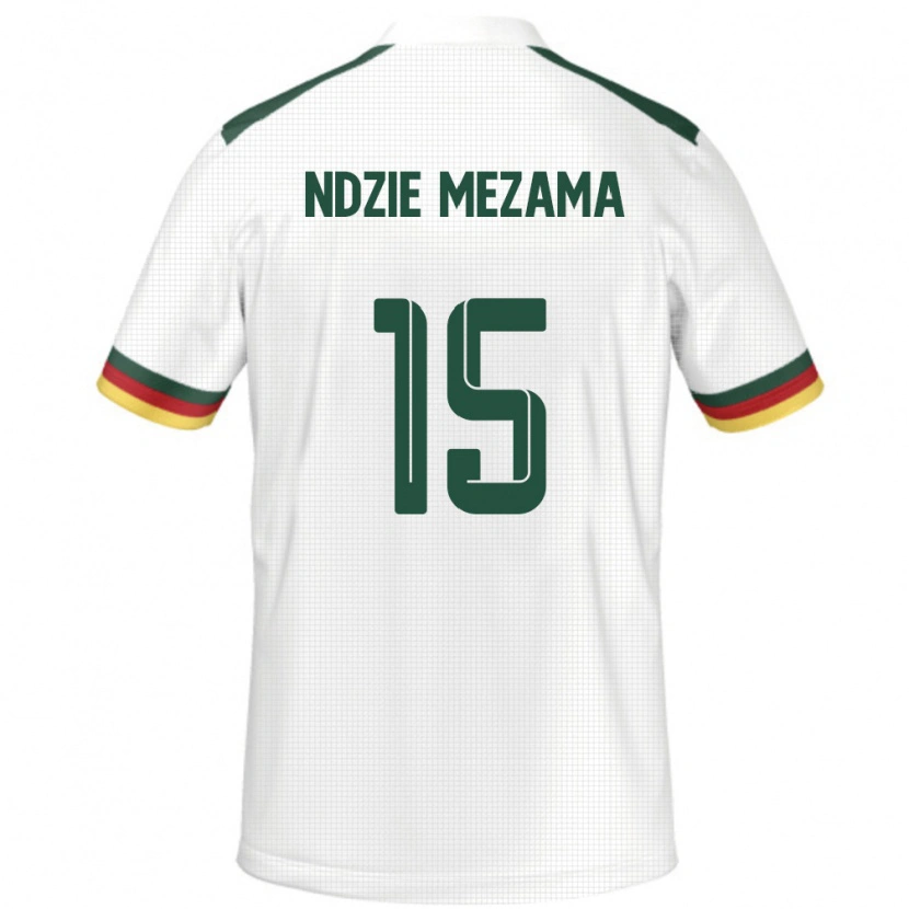 Danxen Homme Maillot Cameroun Fabrice Ndzie Mezama #15 Blanc Tenues Extérieur 24-26 T-Shirt