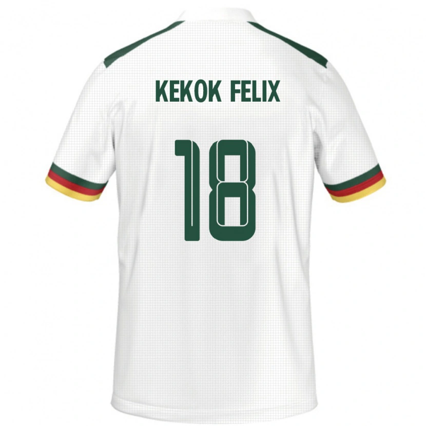 Danxen Homme Maillot Cameroun Ndifor Kekok Felix #18 Blanc Tenues Extérieur 24-26 T-Shirt