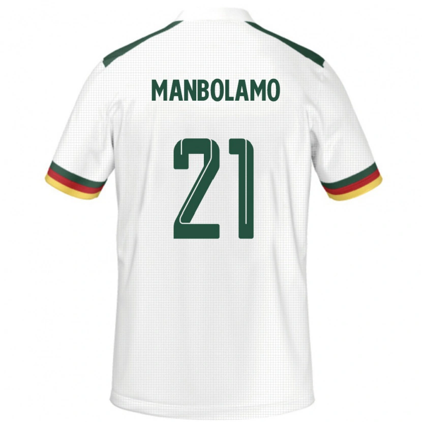 Danxen Homme Maillot Cameroun Eliane Manbolamo #21 Blanc Tenues Extérieur 24-26 T-Shirt