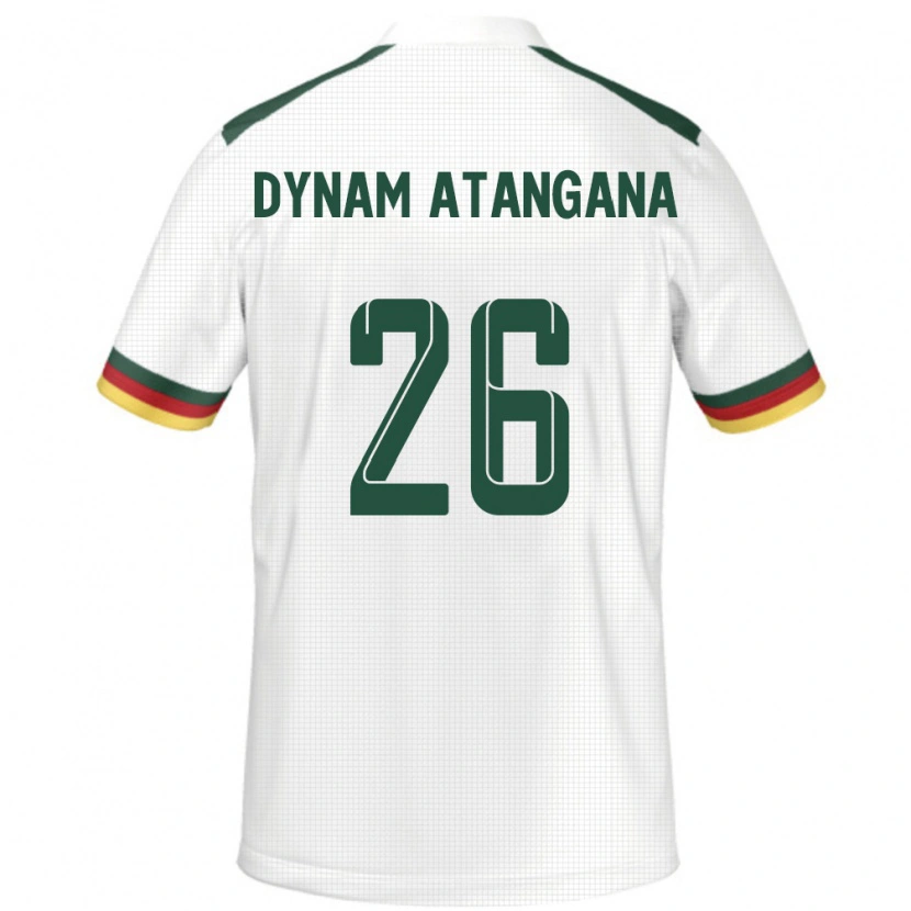 Danxen Homme Maillot Cameroun Marc Dynam Atangana #26 Blanc Tenues Extérieur 24-26 T-Shirt