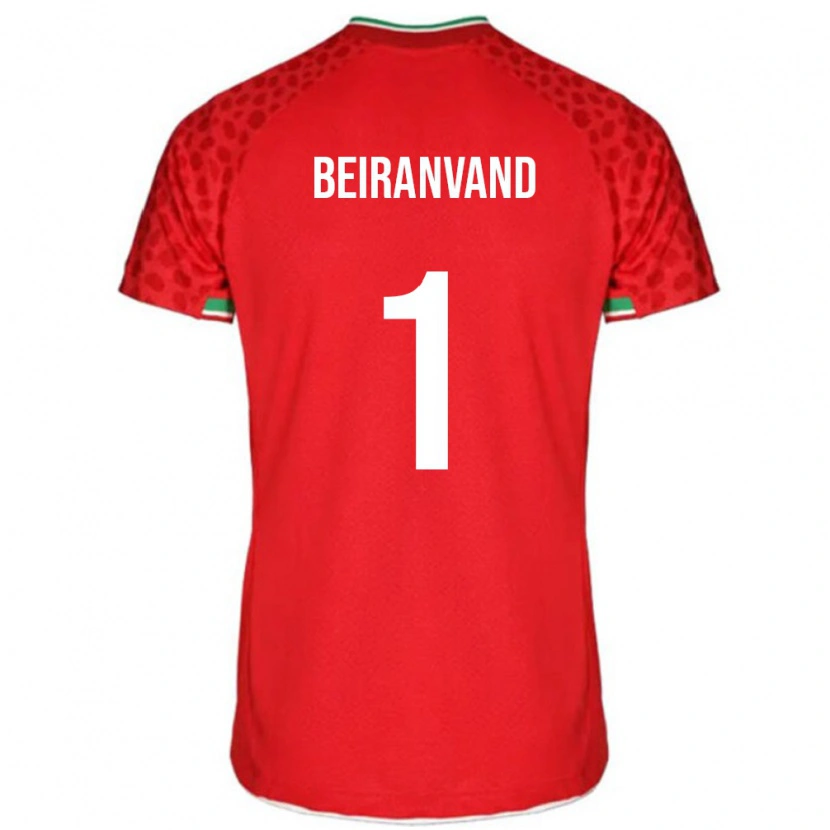 Danxen Homme Maillot Iran Alireza Beiranvand #1 Rouge Tenues Extérieur 24-26 T-Shirt