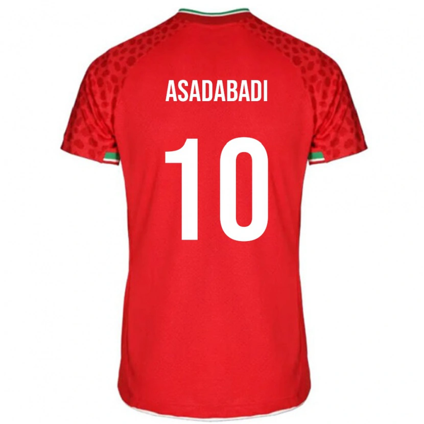Danxen Homme Maillot Iran Alireza Asadabadi #10 Rouge Tenues Extérieur 24-26 T-Shirt