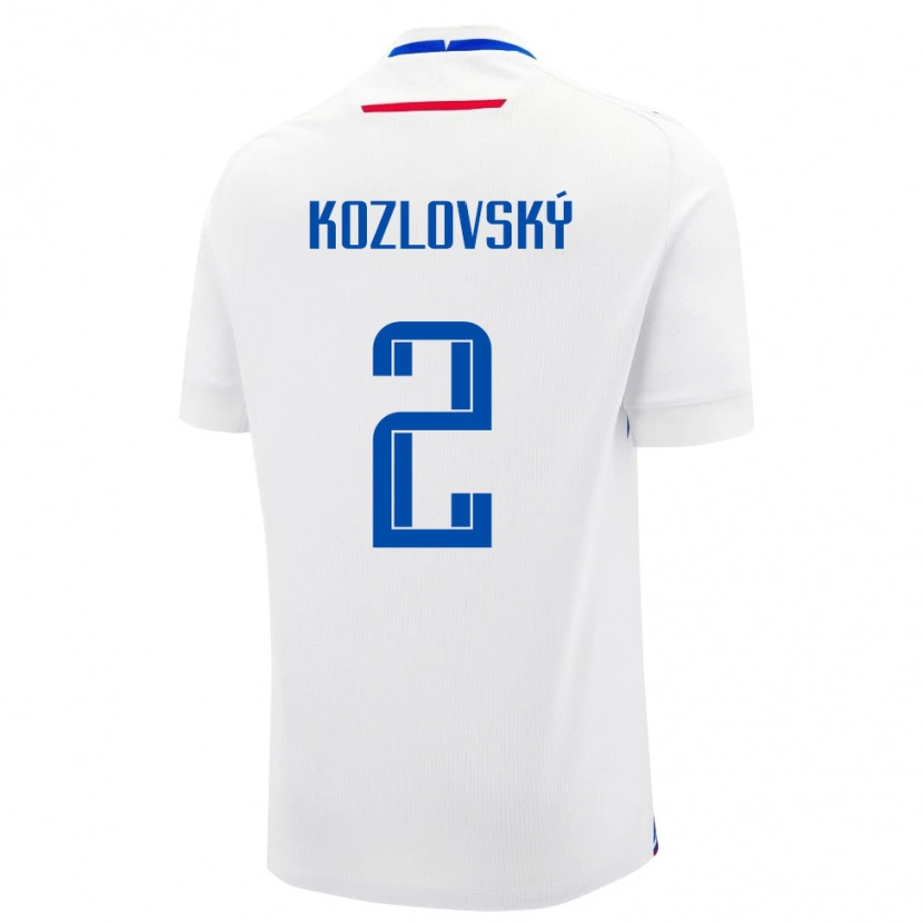 Danxen Homme Maillot Slovaquie Samuel Kozlovský #2 Blanc Tenues Extérieur 24-26 T-Shirt