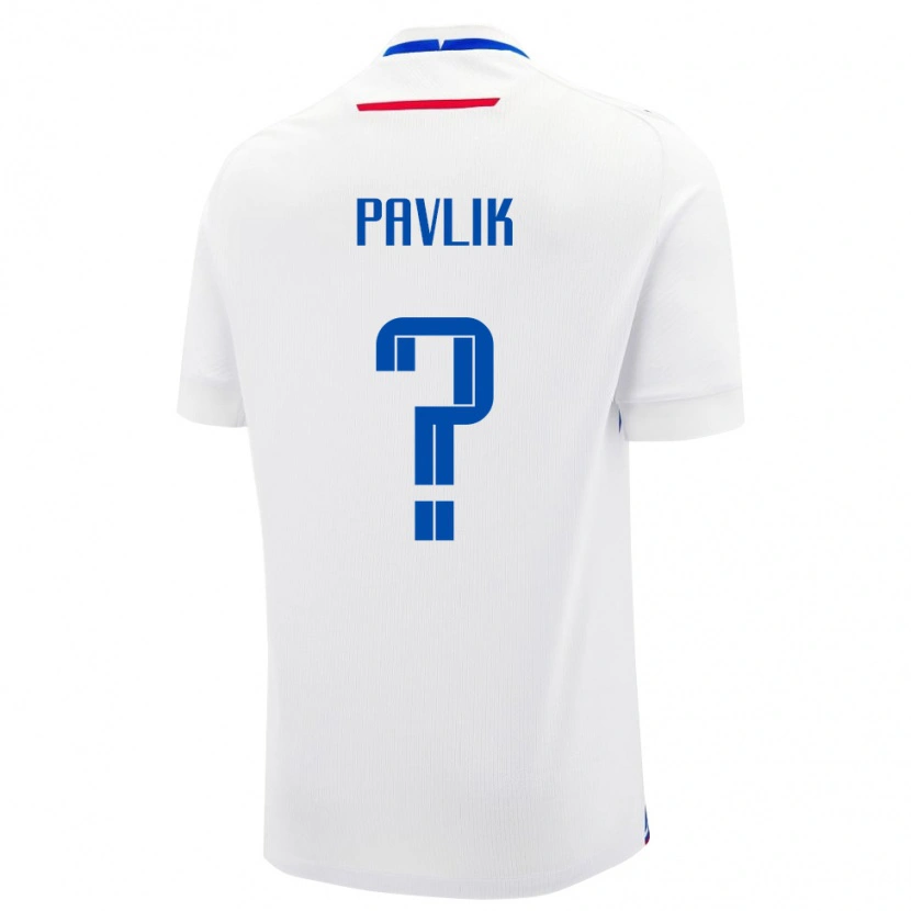 Danxen Homme Maillot Slovaquie Matus Pavlik #0 Blanc Tenues Extérieur 24-26 T-Shirt