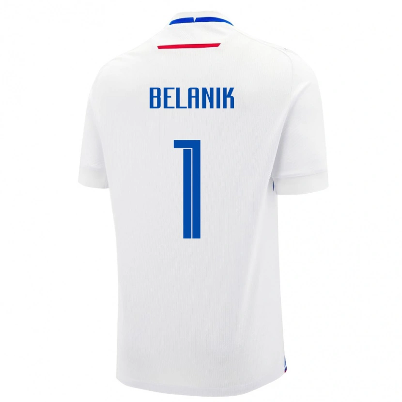 Danxen Homme Maillot Slovaquie Samuel Belanik #1 Blanc Tenues Extérieur 24-26 T-Shirt