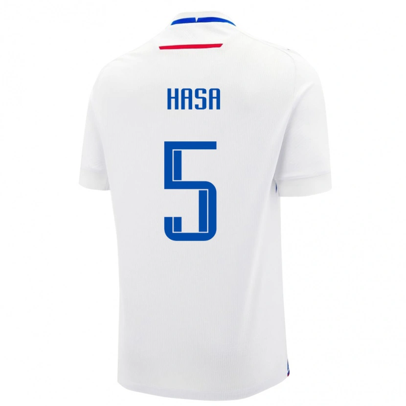 Danxen Homme Maillot Slovaquie Samuel Hasa #5 Blanc Tenues Extérieur 24-26 T-Shirt