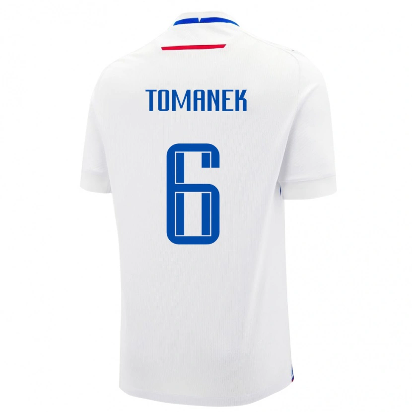Danxen Homme Maillot Slovaquie Robert Tomanek #6 Blanc Tenues Extérieur 24-26 T-Shirt