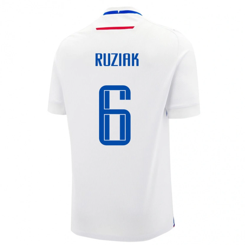 Danxen Homme Maillot Slovaquie Miroslav Ruziak #6 Blanc Tenues Extérieur 24-26 T-Shirt