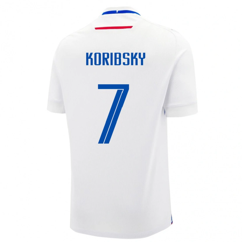 Danxen Homme Maillot Slovaquie Simon Koribsky #7 Blanc Tenues Extérieur 24-26 T-Shirt