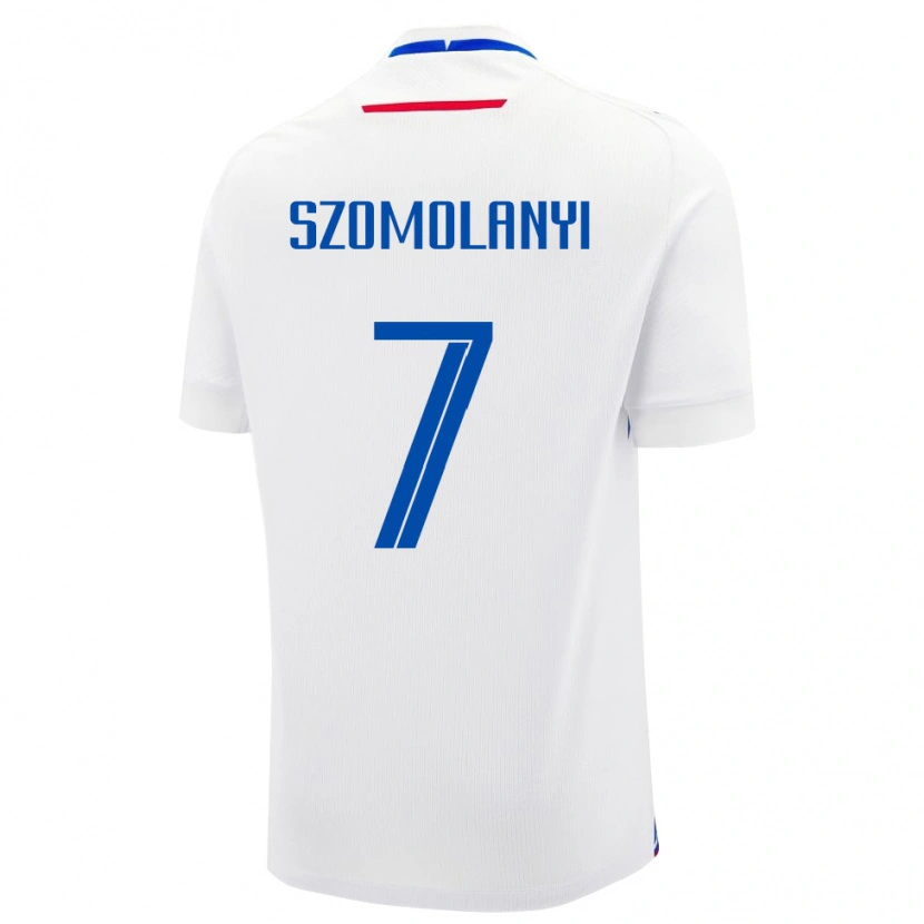 Danxen Homme Maillot Slovaquie Lucas Szomolanyi #7 Blanc Tenues Extérieur 24-26 T-Shirt