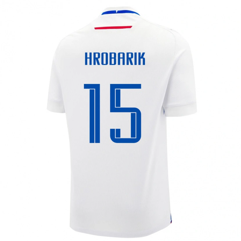 Danxen Homme Maillot Slovaquie Tobias Hrobarik #15 Blanc Tenues Extérieur 24-26 T-Shirt
