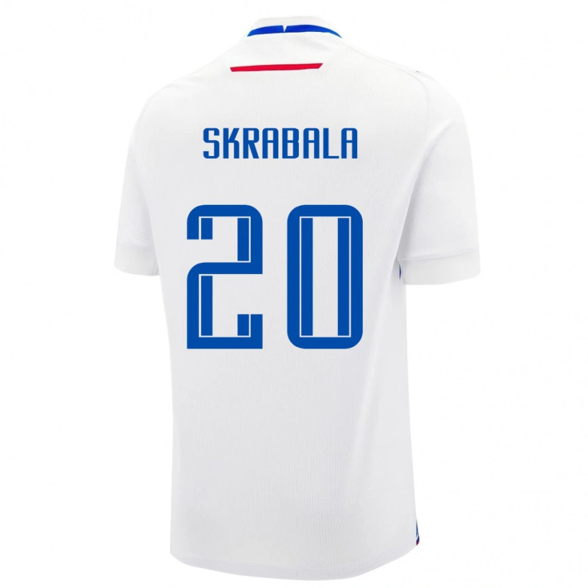 Danxen Homme Maillot Slovaquie Marko Skrabala #20 Blanc Tenues Extérieur 24-26 T-Shirt