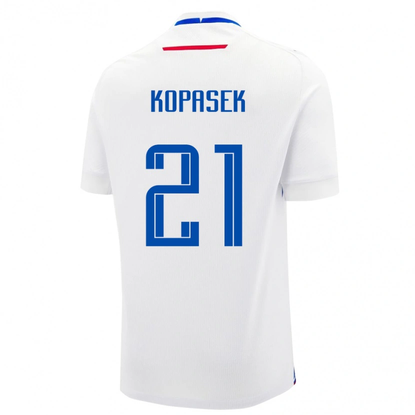 Danxen Homme Maillot Slovaquie Samuel Kopasek #21 Blanc Tenues Extérieur 24-26 T-Shirt
