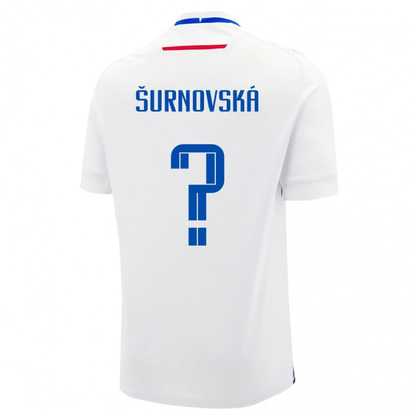 Danxen Homme Maillot Slovaquie Martina Šurnovská #0 Blanc Tenues Extérieur 24-26 T-Shirt