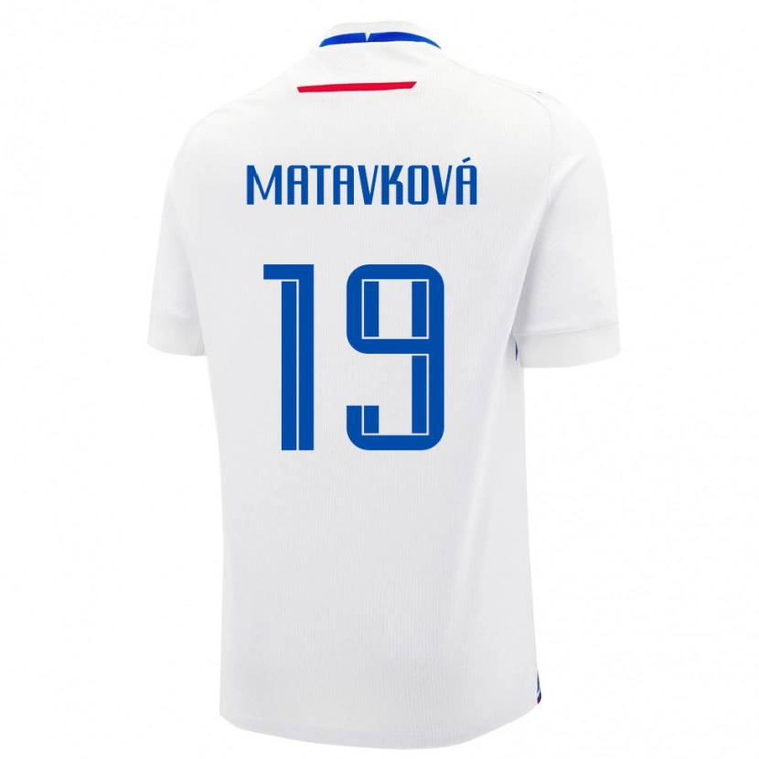 Danxen Homme Maillot Slovaquie Ľudmila Maťavková #19 Blanc Tenues Extérieur 24-26 T-Shirt