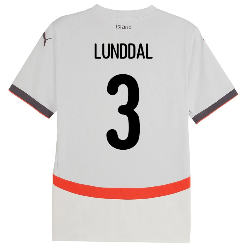 Danxen Homme Maillot Islande Valgeir Lunddal #3 Blanc Tenues Extérieur 24-26 T-Shirt