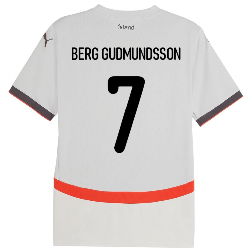 Danxen Homme Maillot Islande Jóhann Berg Gudmundsson #7 Blanc Tenues Extérieur 24-26 T-Shirt