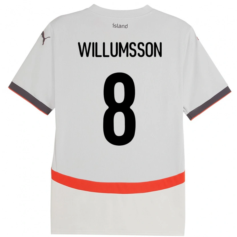 Danxen Homme Maillot Islande Brynjólfur Andersen Willumsson #8 Blanc Tenues Extérieur 24-26 T-Shirt