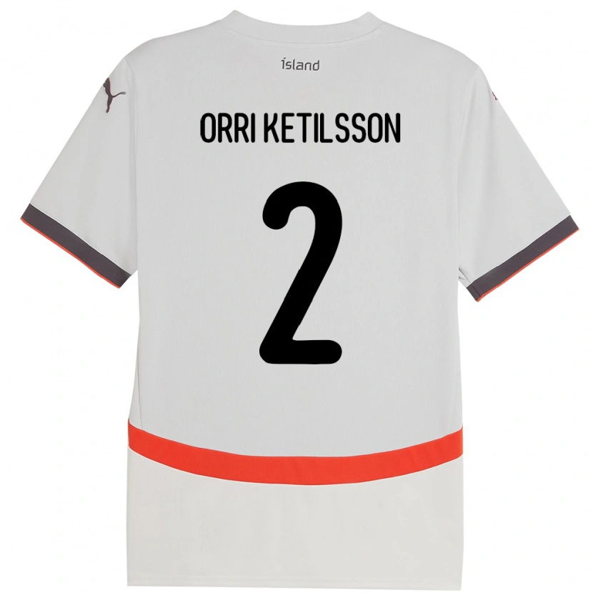Danxen Homme Maillot Islande Ketill Orri Ketilsson #2 Blanc Tenues Extérieur 24-26 T-Shirt