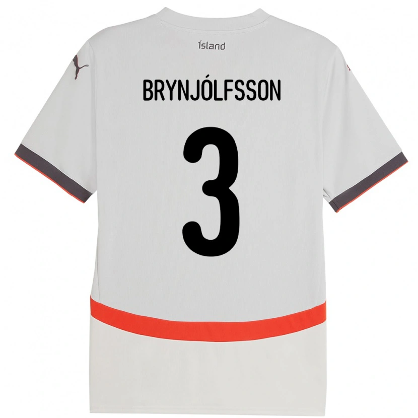 Danxen Homme Maillot Islande Bjarni Gudjón Brynjólfsson #3 Blanc Tenues Extérieur 24-26 T-Shirt