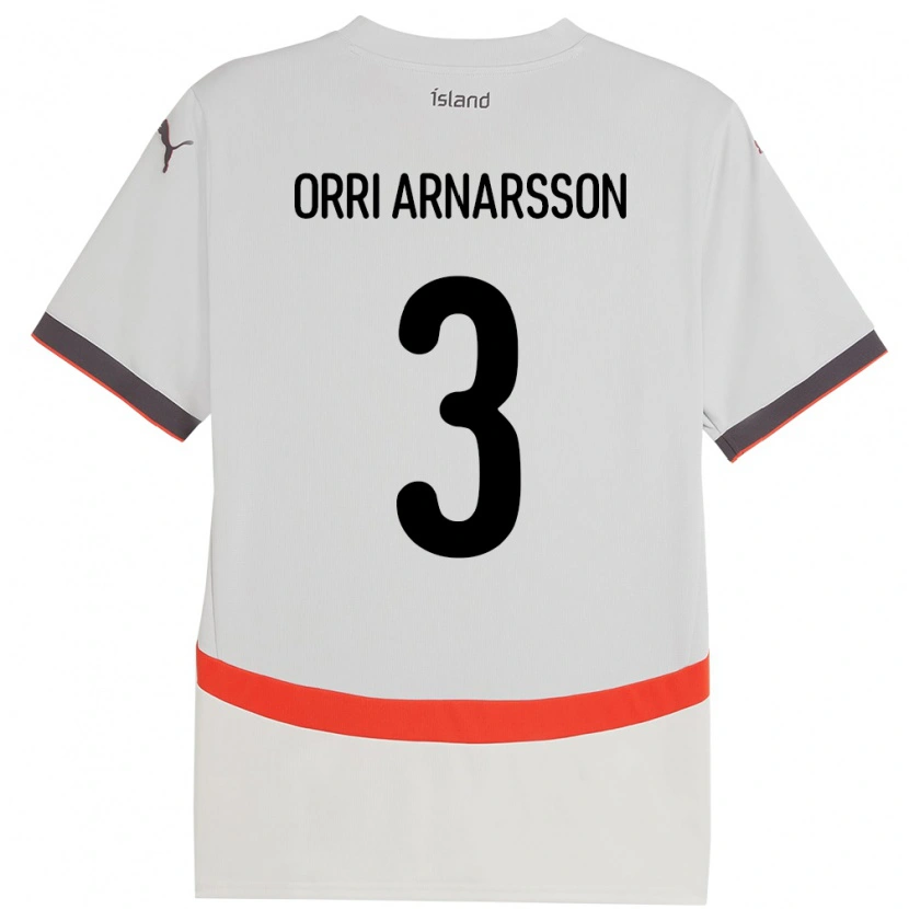 Danxen Homme Maillot Islande Egill Orri Arnarsson #3 Blanc Tenues Extérieur 24-26 T-Shirt
