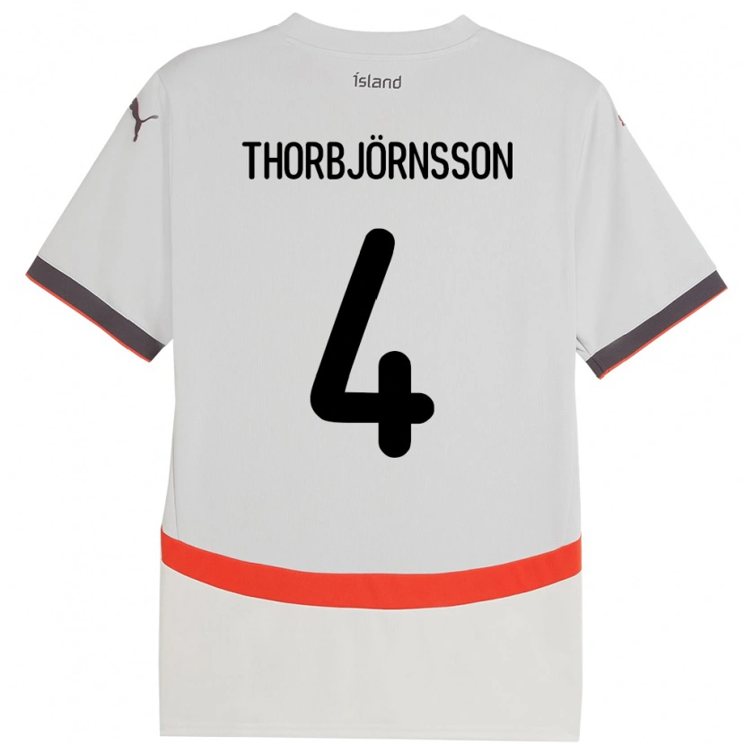 Danxen Homme Maillot Islande Thorri Stefán Thorbjörnsson #4 Blanc Tenues Extérieur 24-26 T-Shirt