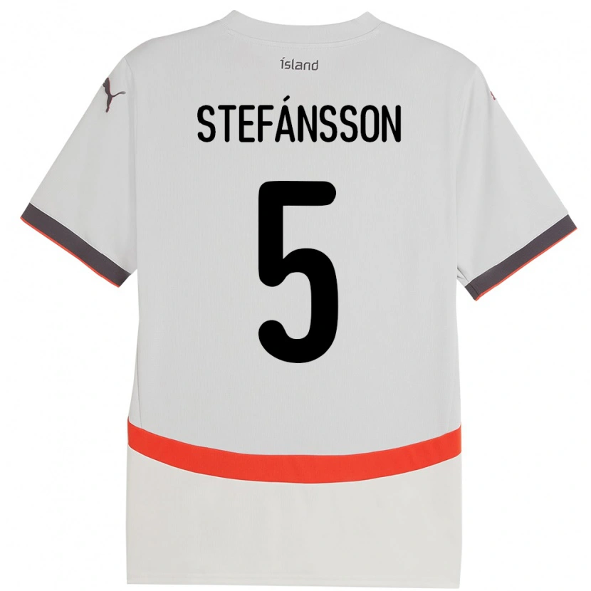 Danxen Homme Maillot Islande Sölvi Stefánsson #5 Blanc Tenues Extérieur 24-26 T-Shirt