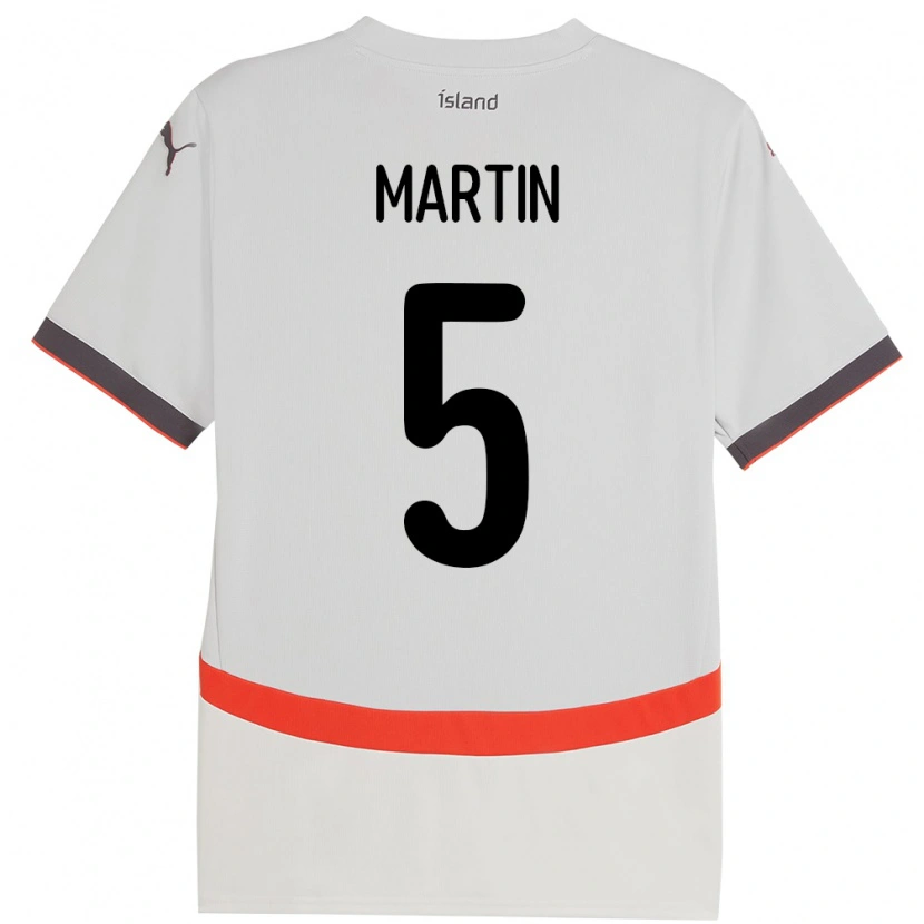 Danxen Homme Maillot Islande Markús Andri Daníelsson Martin #5 Blanc Tenues Extérieur 24-26 T-Shirt