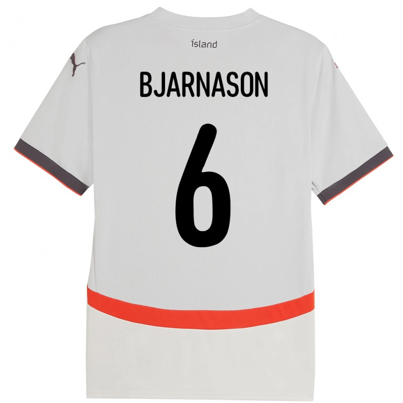 Danxen Homme Maillot Islande Jóhannes Kristinn Bjarnason #6 Blanc Tenues Extérieur 24-26 T-Shirt