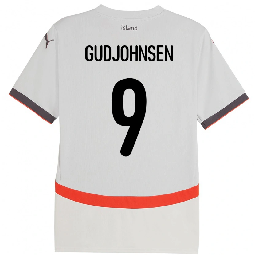 Danxen Homme Maillot Islande Daníel Gudjohnsen #9 Blanc Tenues Extérieur 24-26 T-Shirt
