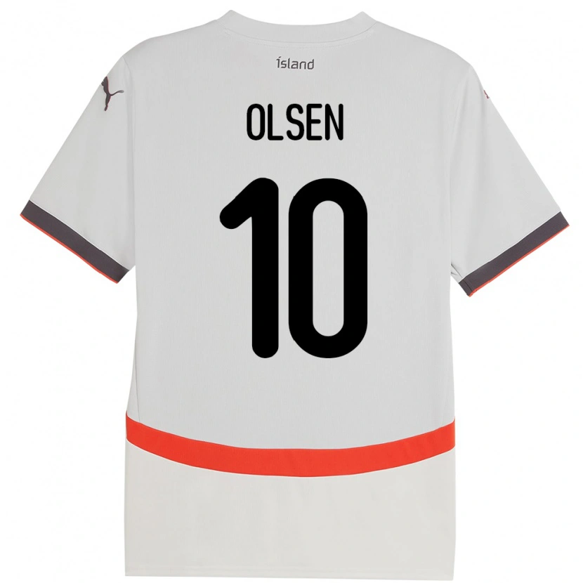 Danxen Homme Maillot Islande Gunnar Olsen #10 Blanc Tenues Extérieur 24-26 T-Shirt