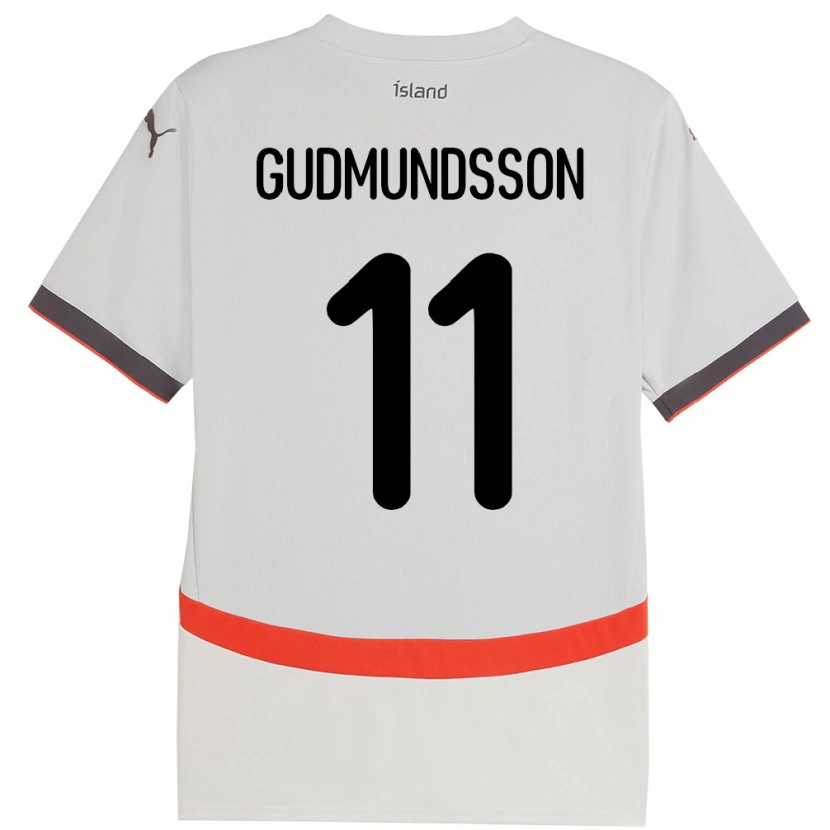 Danxen Homme Maillot Islande Galdur Gudmundsson #11 Blanc Tenues Extérieur 24-26 T-Shirt