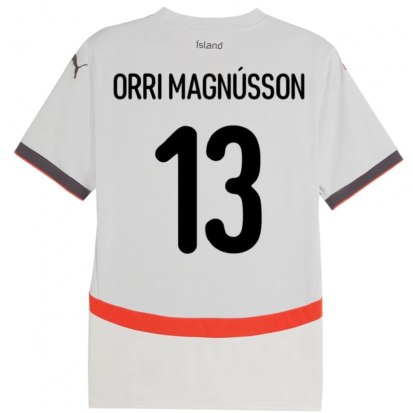Danxen Homme Maillot Islande Ásgeir Orri Magnússon #13 Blanc Tenues Extérieur 24-26 T-Shirt