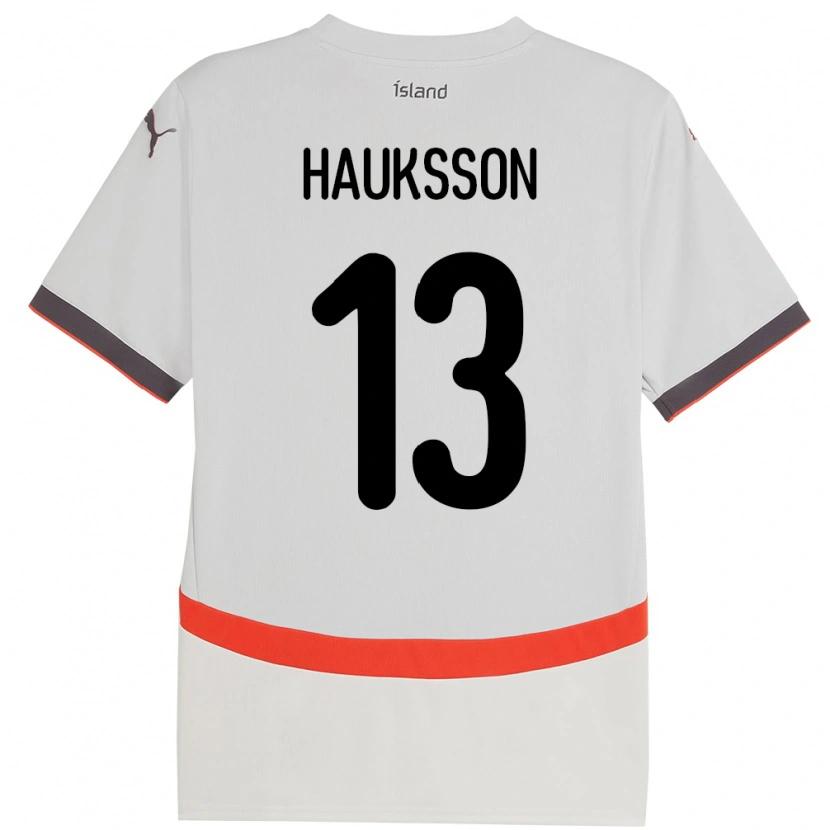 Danxen Homme Maillot Islande Bjarki Hauksson #13 Blanc Tenues Extérieur 24-26 T-Shirt